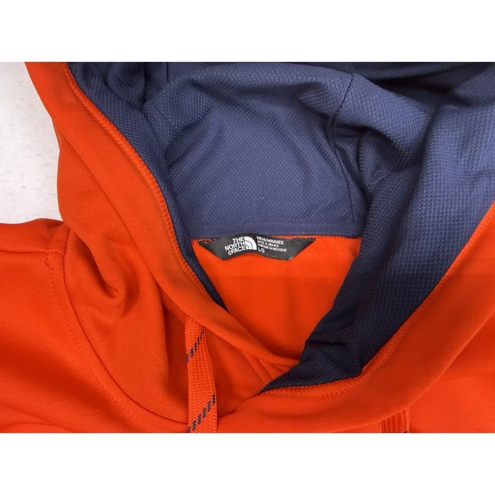 The North Face Men's Orange Pullover Hoodie Logo Graphic Print Pockets L